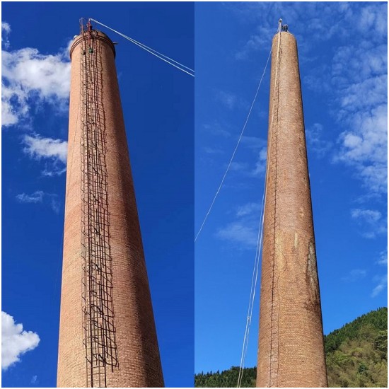 拆除高危煙囪，保障群眾居住安全